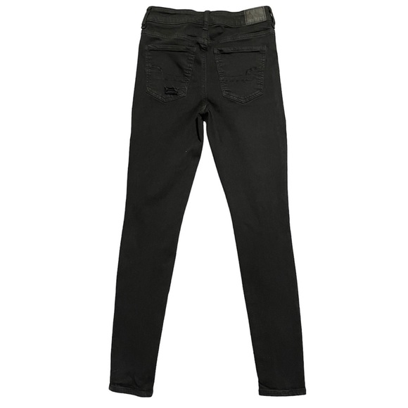 American Eagle Black Super Hi-Rise Jegging Distressed 4 Regular - Picture 6 of 9
